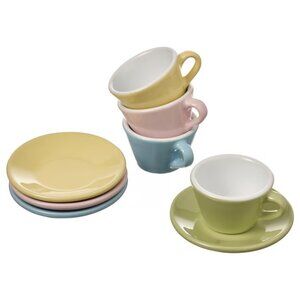 IKEA DUKTIG 8-piece cup saucer playset, mixed colors